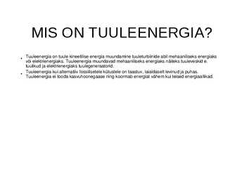 Tuuleenergia kasutamine-selle koht maailma ja Eesti majanduses #2