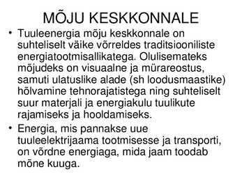 Tuuleenergia kasutamine-selle koht maailma ja Eesti majanduses #7