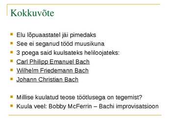 Johann Sebastian Bach elulooesitlus #13