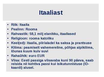 Tutvustus populaarsematest sihtkohtadest - ITAALIA #2
