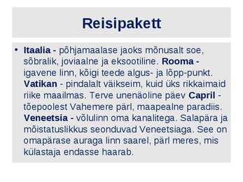 Tutvustus populaarsematest sihtkohtadest - ITAALIA #4