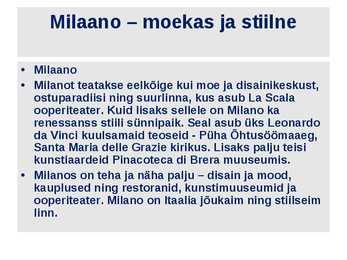 Tutvustus populaarsematest sihtkohtadest - ITAALIA #5