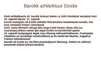 Barokk Tallinna ehituskunstis #3