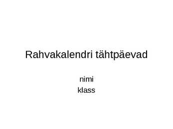 Rahvakalendri tähtpäevad