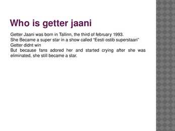 Getter Jaani inglise keelne esitlus #2
