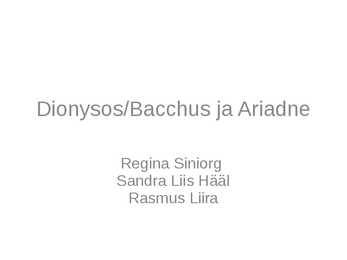 Dionysos Bacchus ja Ariadne