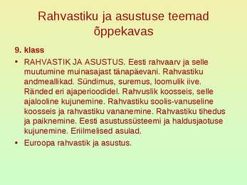 Rahvastik ja asustus #3