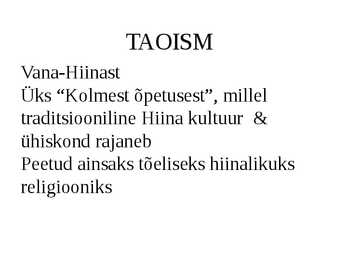 TAOISMi ettekanne #2