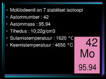 Keemia powerpoint-KROOM ; MOLÜBDEEN ; VOLFAM #6
