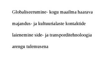 Globaliseerumine ja ühiskonna areng #2