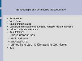Karboksüülhapped igapäevaelus #17