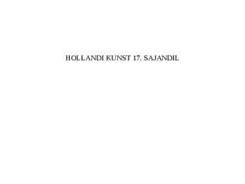 Presentatsioon-Hollandi kunst 17-sajandil