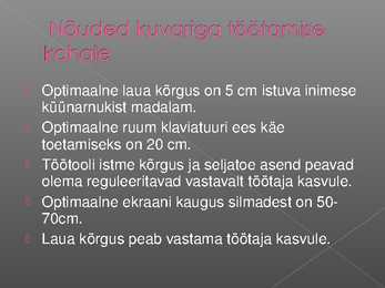 Ohutusnõuded kontoritööl #3