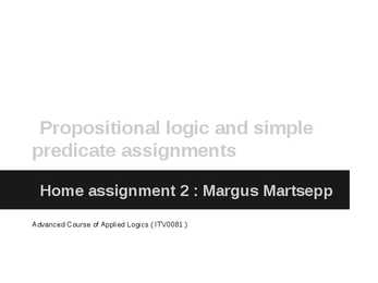 Propositional logic and simple predicate assignments powerpoint