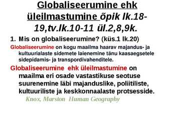 Muutused ühiskonnas ja globaliseerumine #5