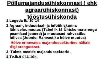 Muutused majanduse struktuuris ja hõives #2