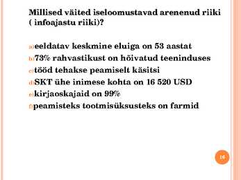 Riigi arengutaseme näitajad-arenenud ja arengumaad #16