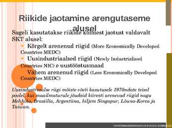Riigi arengutaseme näitajad-arenenud ja arengumaad #18