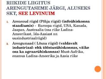 Riigi arengutaseme näitajad-arenenud ja arengumaad #19