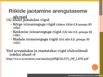Riigi arengutaseme näitajad-arenenud ja arengumaad #20