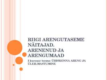 Riigi arengutaseme näitajad-arenenud ja arengumaad