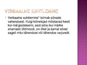 Verbaalne suhtlemine #2