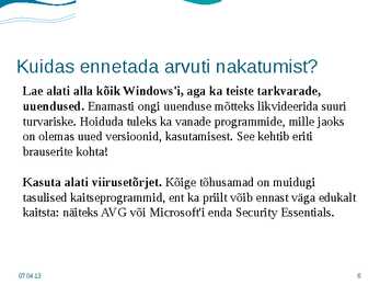 Arvutiviirused ja viirusekaitse #6