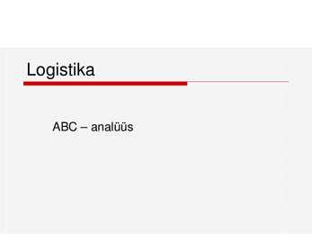 Logistika ABC - analüüs