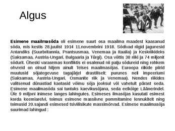 Esimene maailmasõda #2