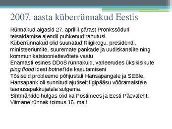 Esitlus --Küberkaitse ja kübersõda #7