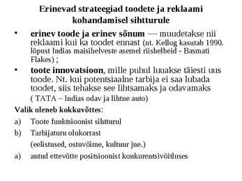 Rahvusvaheline turundus #27