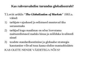 Rahvusvaheline turundus #5