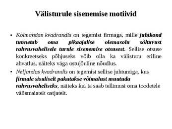Rahvusvaheline turundus #9