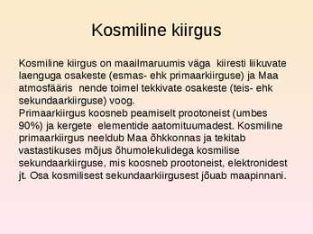 Kosmiline kiirgus ja virmalised #2