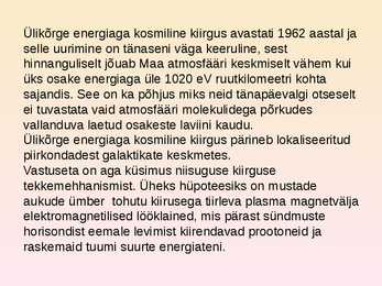 Kosmiline kiirgus ja virmalised #3