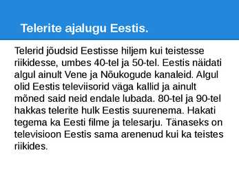 Televisiooni Ajalugu - Esitlus #11