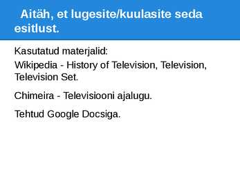 Televisiooni Ajalugu - Esitlus #19