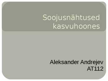 Soojusnähtused kasvuhoones