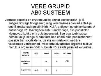Vere komponendid ja nende funktsioonid #22