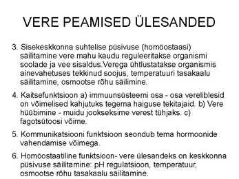 Vere komponendid ja nende funktsioonid #8