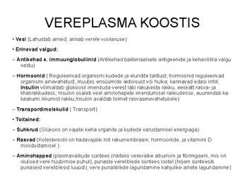 Vere komponendid ja nende funktsioonid #9