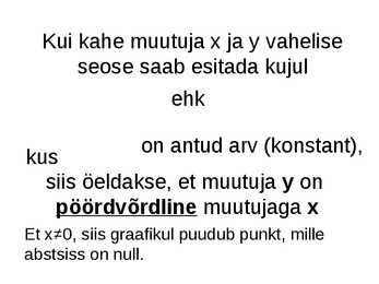 Pöördvõrdeline seos #2