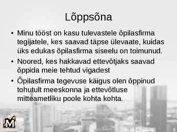 Praktiline töö-Õpilasfirma Momentus #11