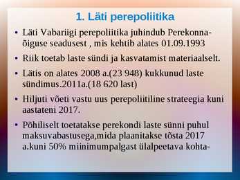 Läti Sotsiaalpoliitika tutvustus #2