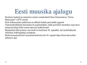 Renessansiajastu Eestis ja Eesti rahvamuusika #3
