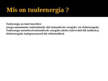 Tuuleenergia rakendamine energiaallikana #2