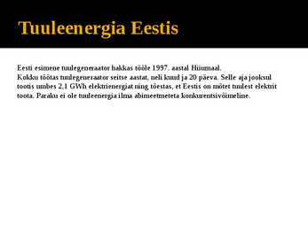 Tuuleenergia rakendamine energiaallikana #7
