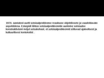 Sotsiaalsed probleemid suurlinnades #3