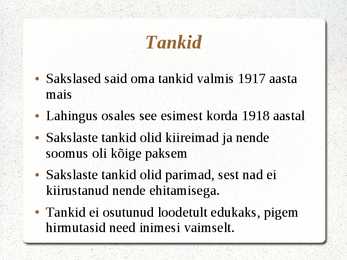 Esitlus-sõjatehnika esimeses maailmasõjas #5