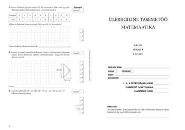 Matemaatika tasemetöö 6 klass A variant 2007